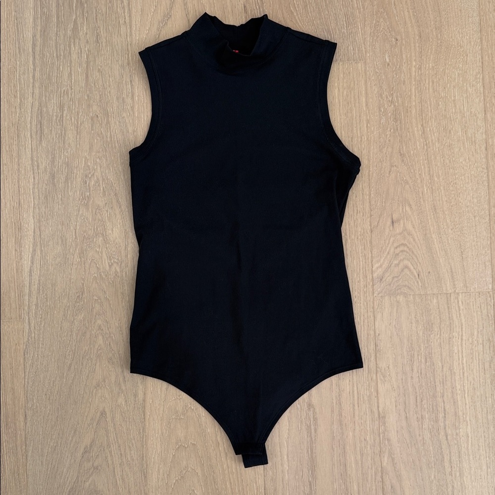 Spanx Suit Yourself Ribbed Mock Neck Sleeveless Smoother Bodysuit